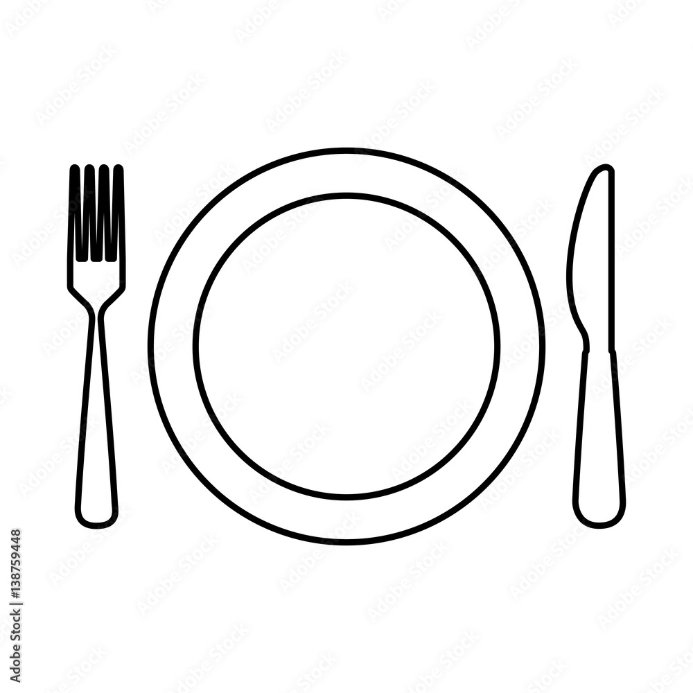 Fototapeta dish with kitchen cutlery isolated icon vector illustration design