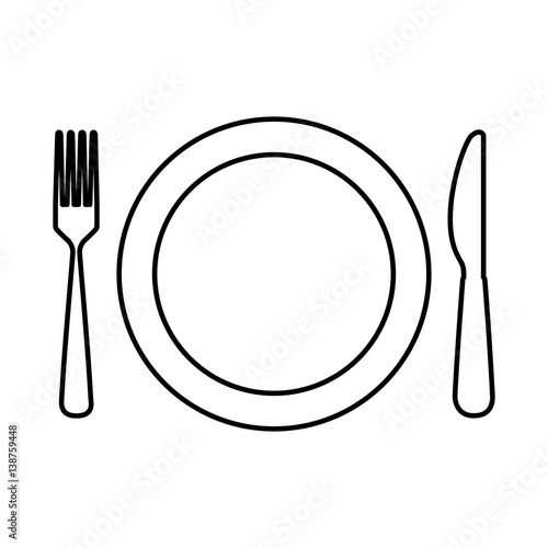 dish with kitchen cutlery isolated icon vector illustration design