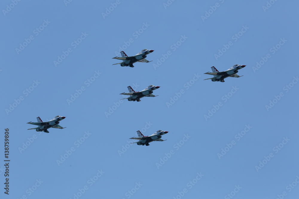 The Thunderbirds over the Atlantic ocean in Florida The Thunderbirds over the Atlantic ocean in Florida