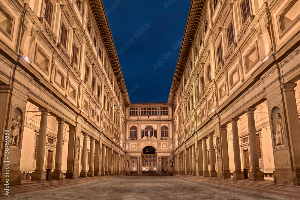 Florence, Tuscany, Italy: the courtyard of the Uffizi Gallery