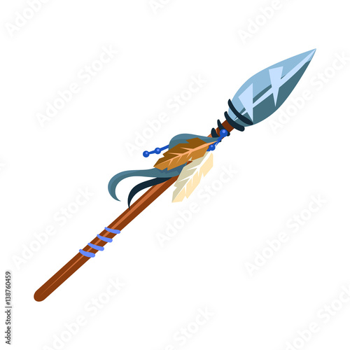 Warriors Spear Cold Weapon, Native American Indian Culture Symbol, Ethnic Object From North America Isolated Icon