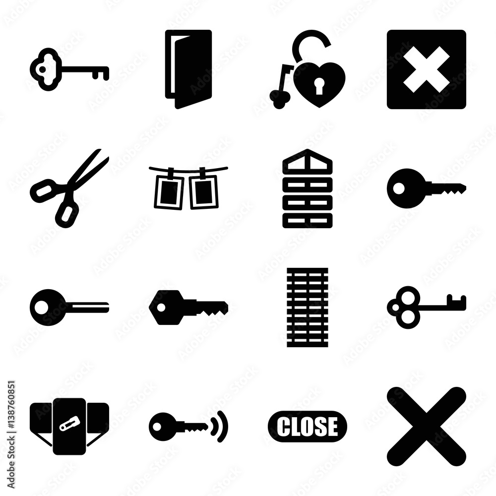 Set of 16 close filled icons Set of 16 close filled icons
