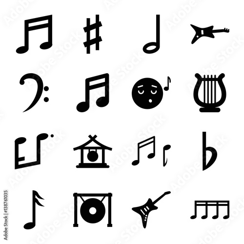 Set of 16 melody filled icons