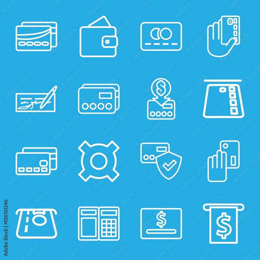 Set of 16 credit outline icons Set of 16 credit outline icons