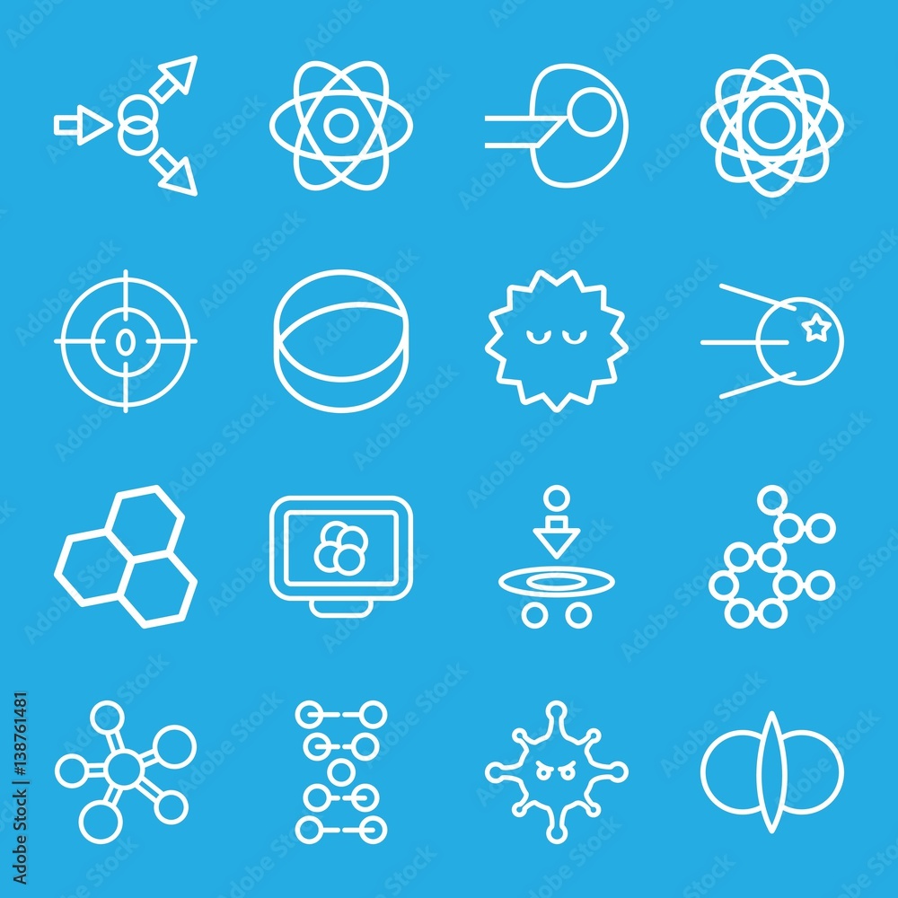 Set of 16 molecule outline icons Set of 16 molecule outline icons