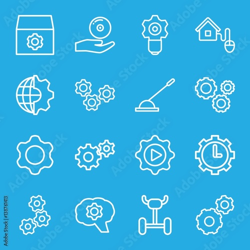 Set of 16 gear outline icons photo