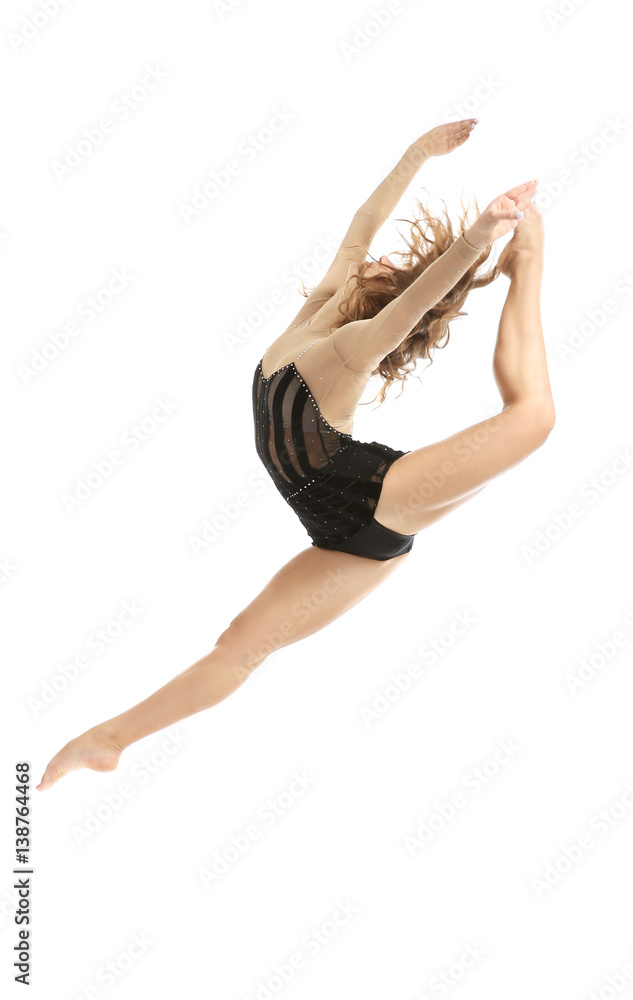 Obraz premium Beautiful young dancer on white background