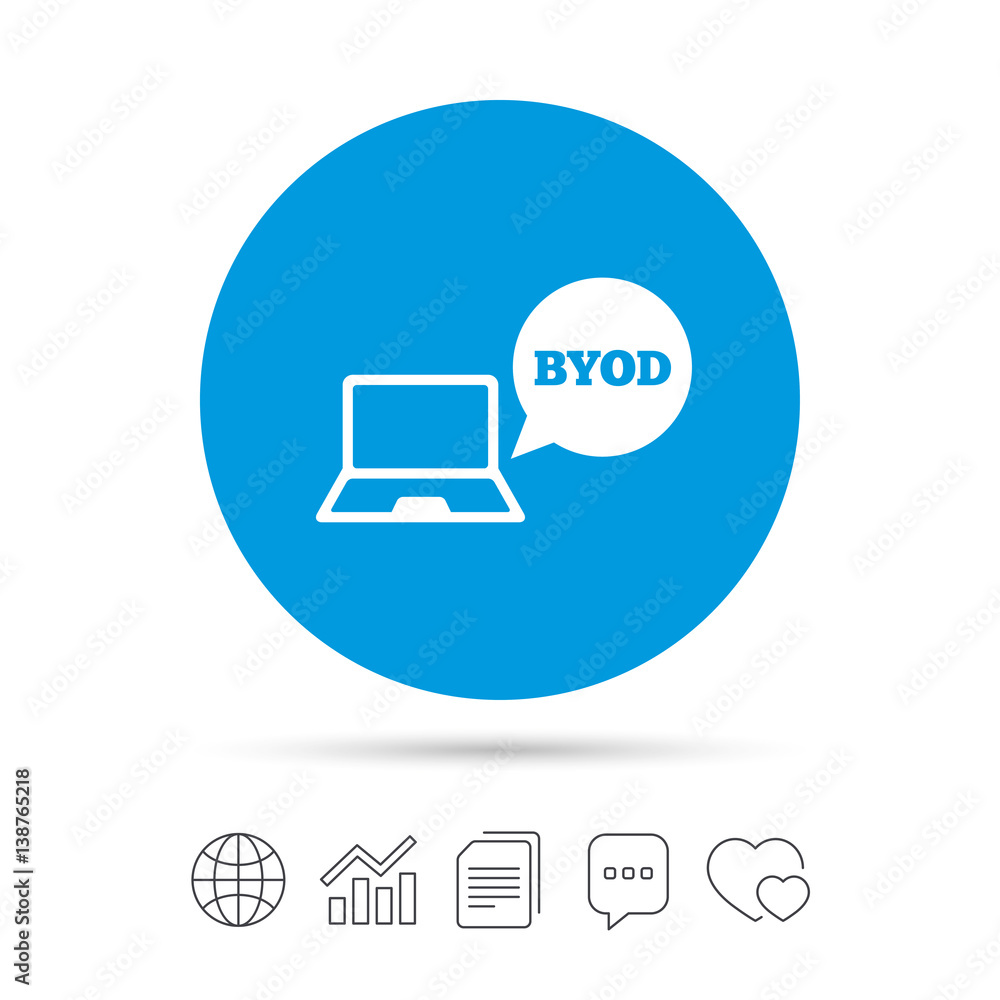 BYOD sign icon. Bring your own device symbol. BYOD sign icon. Bring your own device symbol.