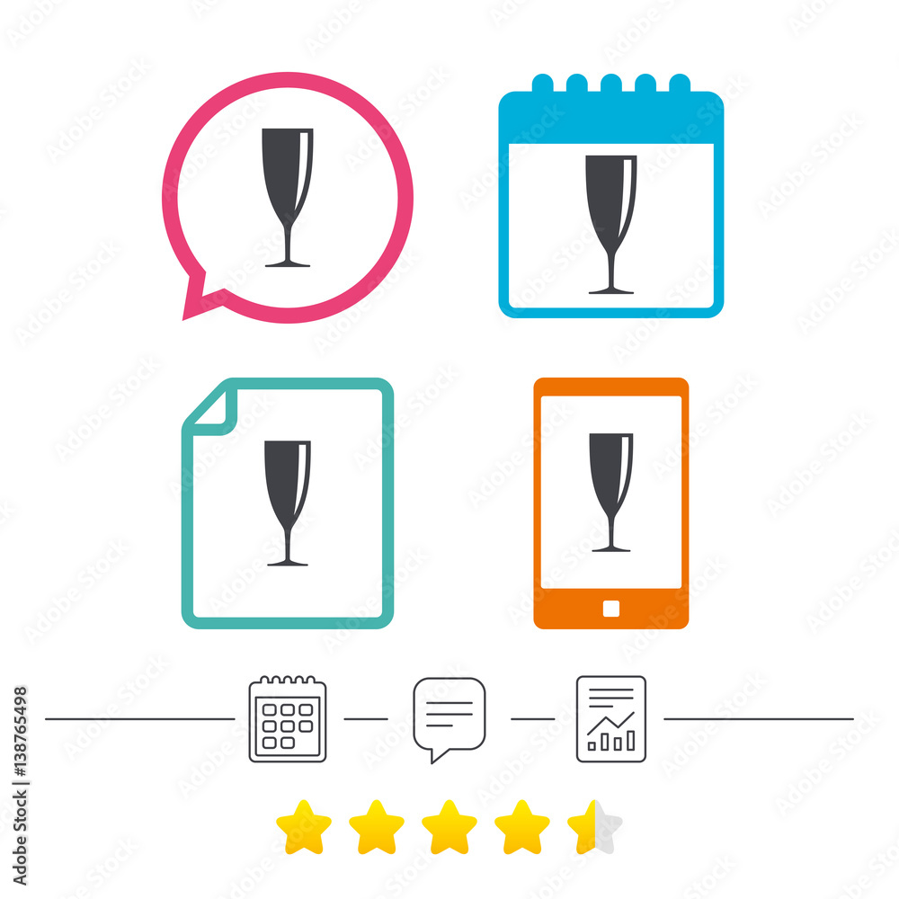 Glass of champagne sign icon. Alcohol drink. Glass of champagne sign icon. Alcohol drink.