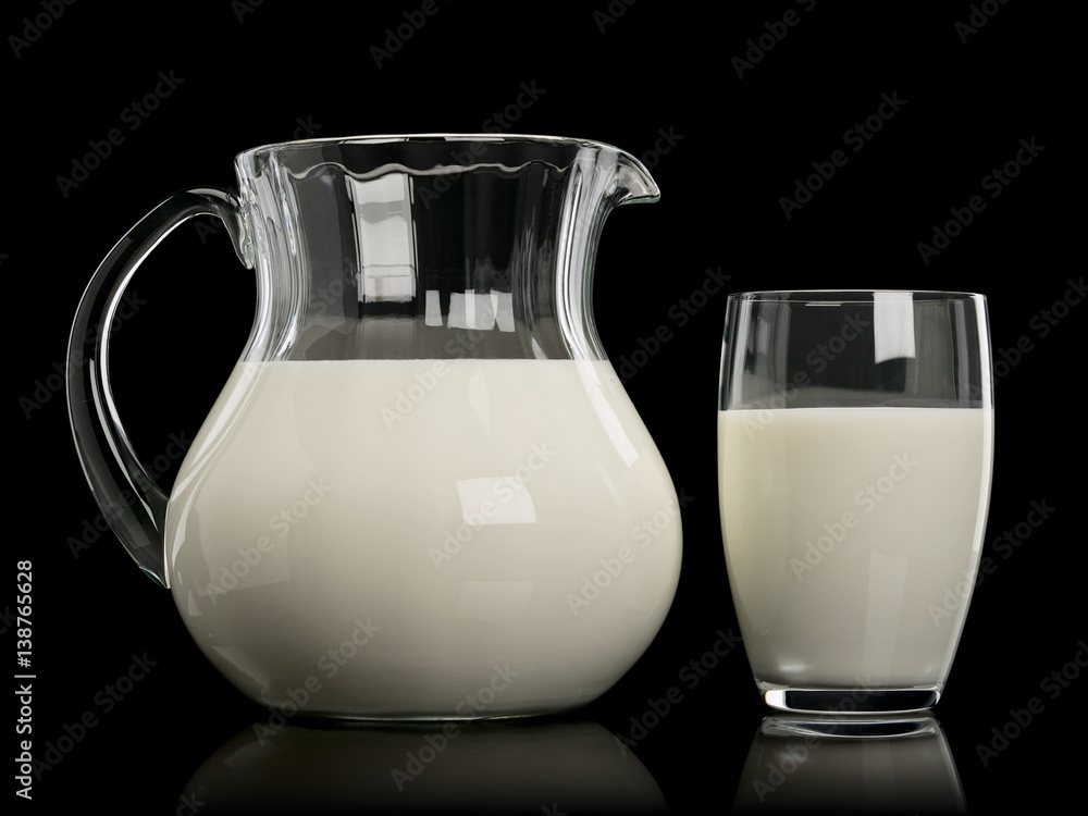 Ware from the glass, filled with milk Ware from the glass, filled with milk