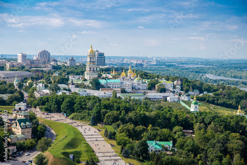 Kiev Pechersk Lavra a top view on the banks of the Dnieper River photo