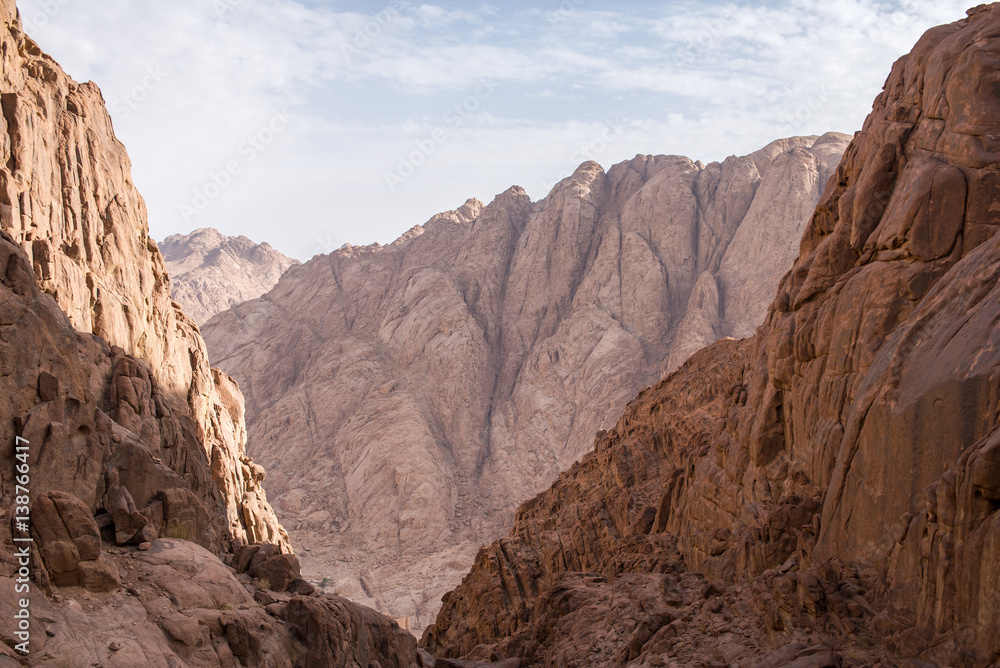 beautiful landscape in the mountains of Sinai at dawn