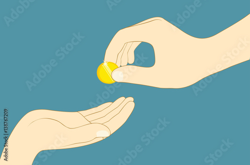 Hand giving money - charity, donation concept
