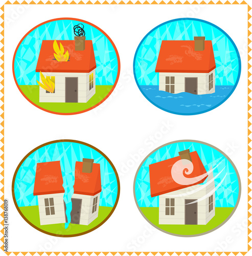Disasters Icons - Four icons of natural disaster. Eps10