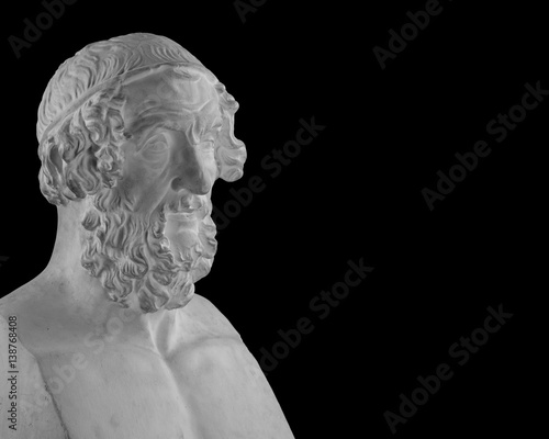 White plaster statue bust of the philosopher Homer photo