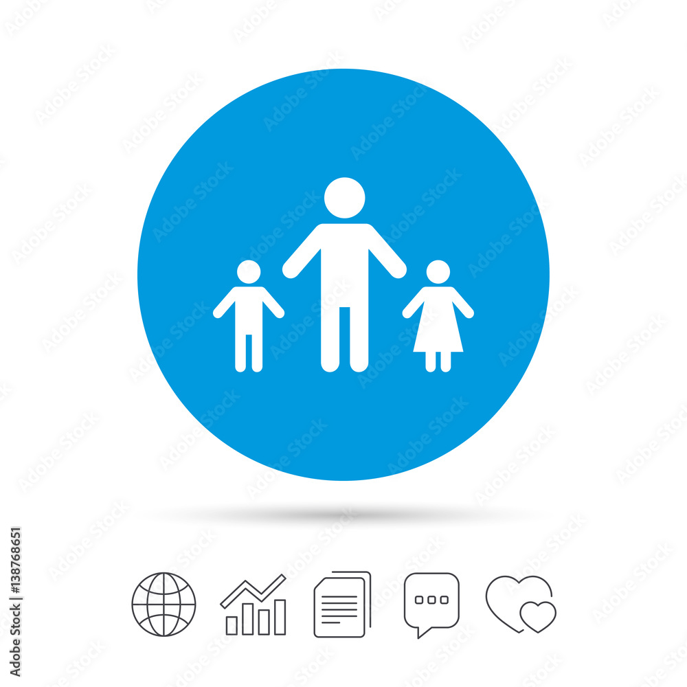 One-parent family with two children sign icon. One-parent family with two children sign icon.