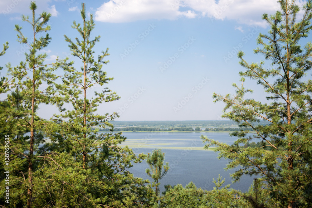 views of the Dnieper River in the forest
