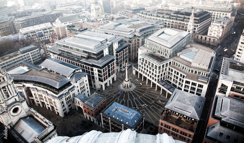 Canvas Print rooftop view over London on a foggy day from St Paul's cathedral, UK
