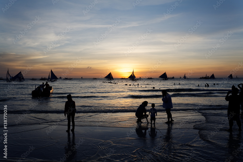 Beach and Silhoutte in Boracay Philippines