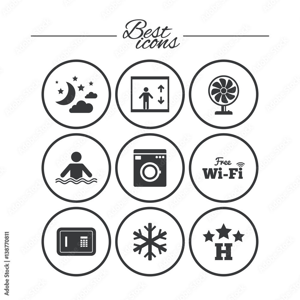 Hotel, apartment service icons. Wifi internet. Hotel, apartment service icons. Wifi internet.