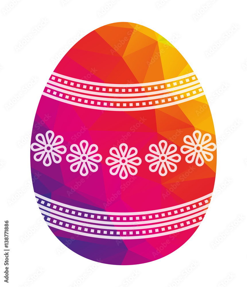 Isolated vector rainbow polygonal easter egg, colorful ornament with white lining