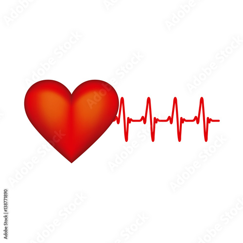 red sticker heartbeat icon, vector illustraction design image