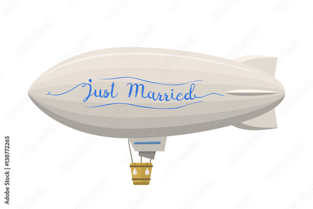 Fototapeta premium Ballon wedding aerostat transport vector.