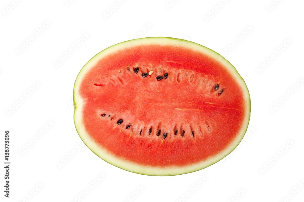 Close up of fresh slice watermelon on white background Close up of fresh slice watermelon on white background