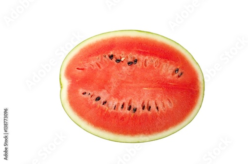 Close up of fresh slice watermelon on white background