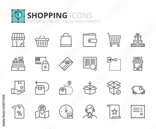 Outline icons about shopping