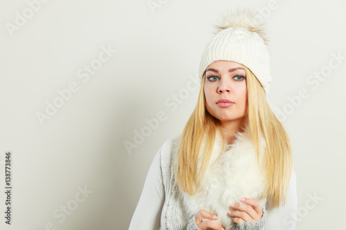 Woman wearing warm winter clothing
