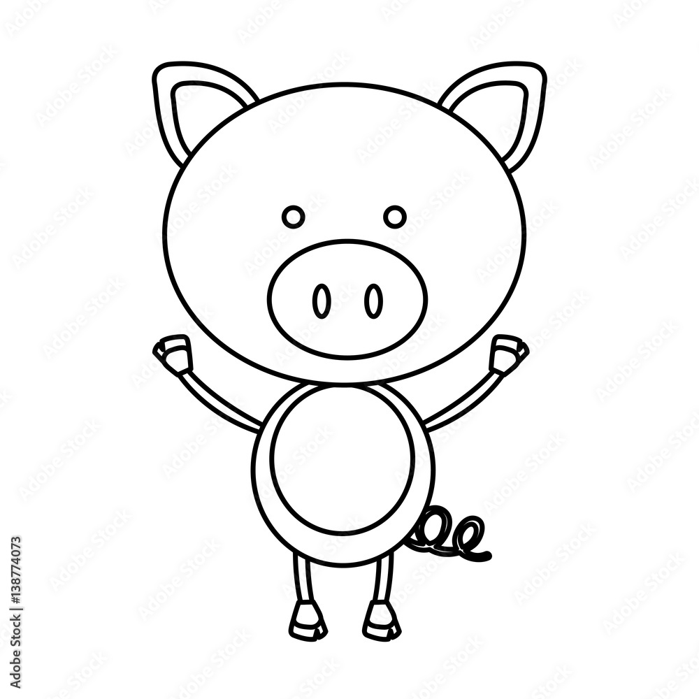 monochrome contour with male pig vector illustration monochrome contour with male pig vector illustration
