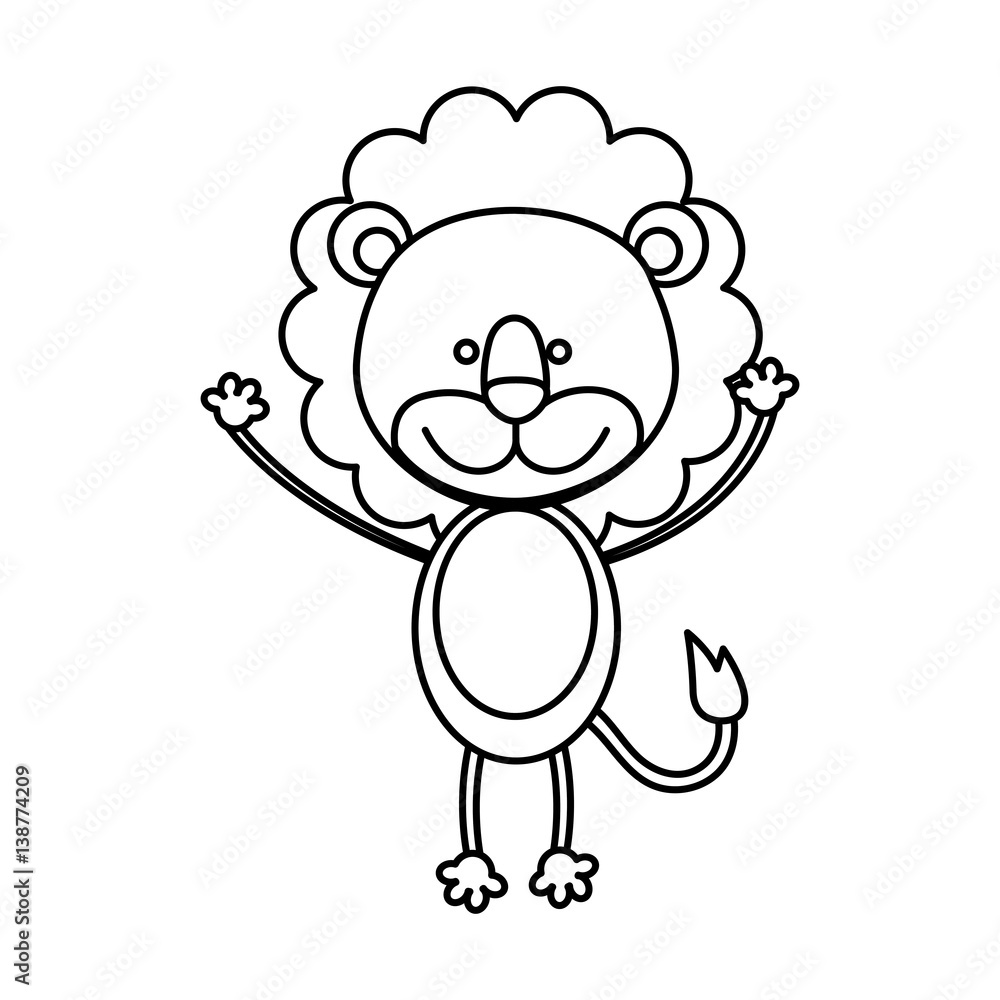 monochrome contour with male lion vector illustration monochrome contour with male lion vector illustration