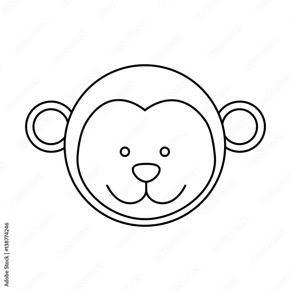 monochrome contour with male monkey head vector illustration monochrome contour with male monkey head vector illustration