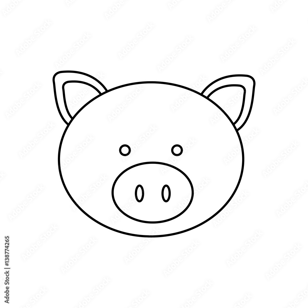 monochrome contour with male pig head vector illustration monochrome contour with male pig head vector illustration