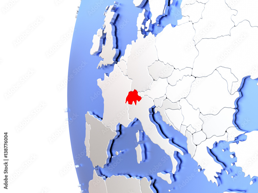 Naklejka premium Switzerland on metallic globe