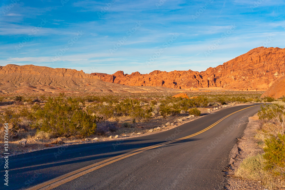 Road in the desert of Nevada, USA