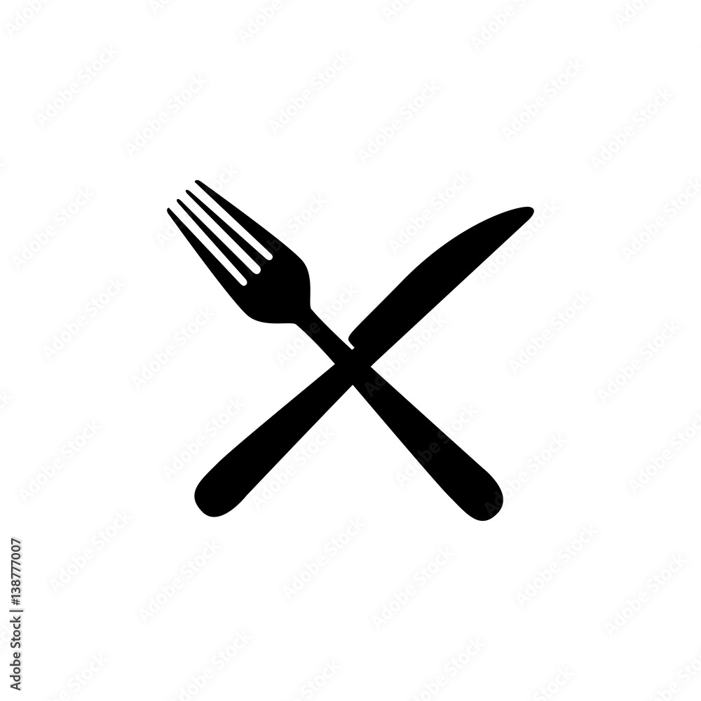 sticker contour knife and fork icon, vector illustraction design image sticker contour knife and fork icon, vector illustraction design image