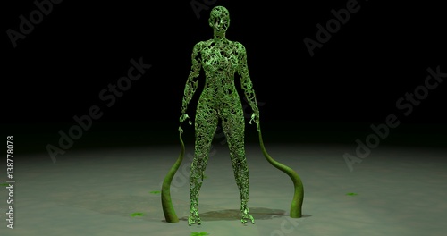 Photos Earth Mother,  green woman made of vines, roots