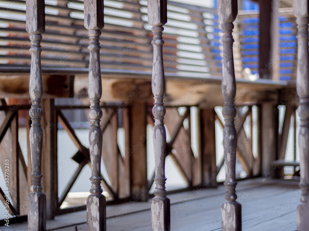 Thai Old balcony wood