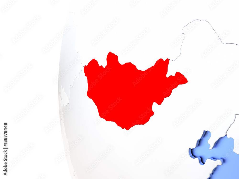 Fototapeta premium Mongolia on metallic globe