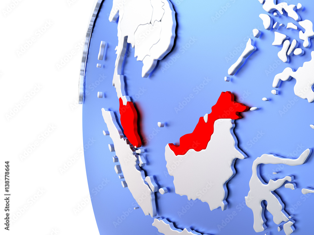 Fototapeta premium Malaysia on metallic globe