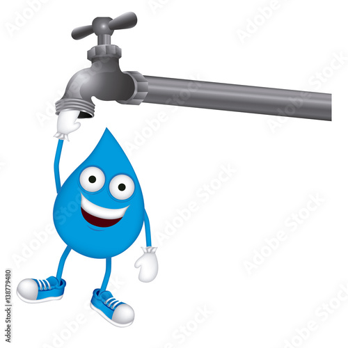 drop with face in the faucet icon, vector illustraction design