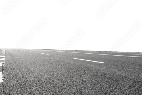 New asphalt road on white background