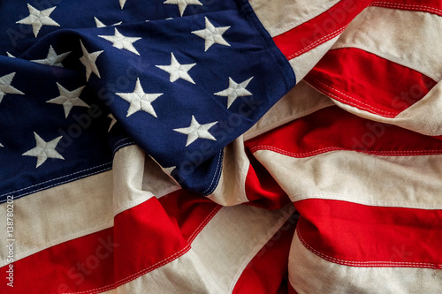 Vintage American flag laid out 