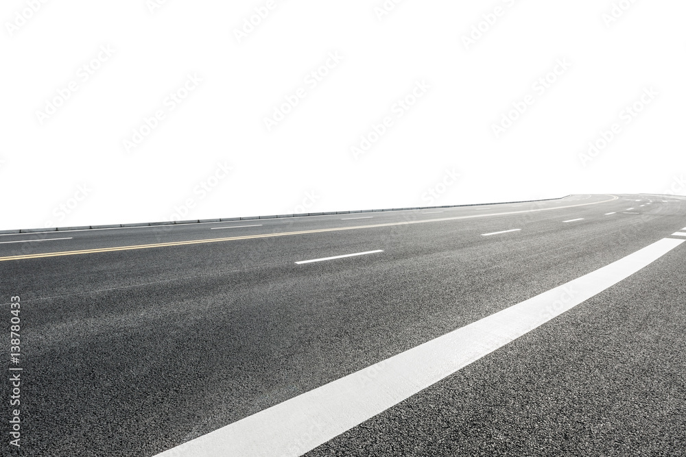 Fototapeta premium New asphalt road on white background