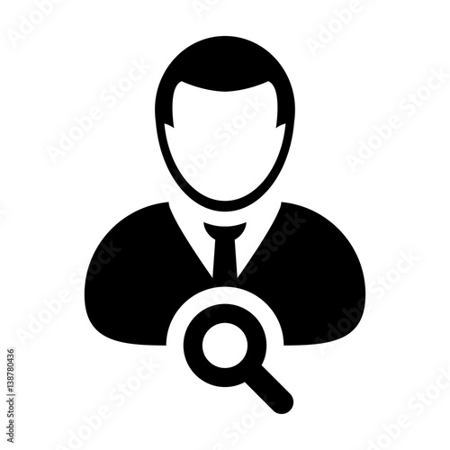 Search User Icon - Man Person Profile Avatar Glyph Vector illustration