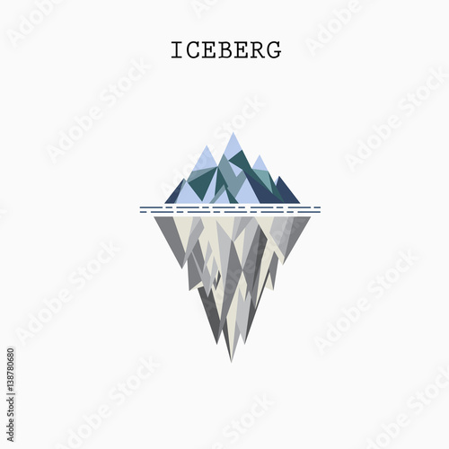 Abstract triangle iceberg vector logo design infographic template.Risk analysis iceberg vector diagram.Design for business, education or technology presentation.