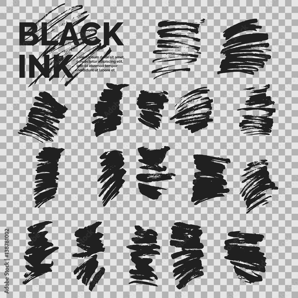 Fototapeta premium Abstract background. Set of vector ink strokes with a dry brush.