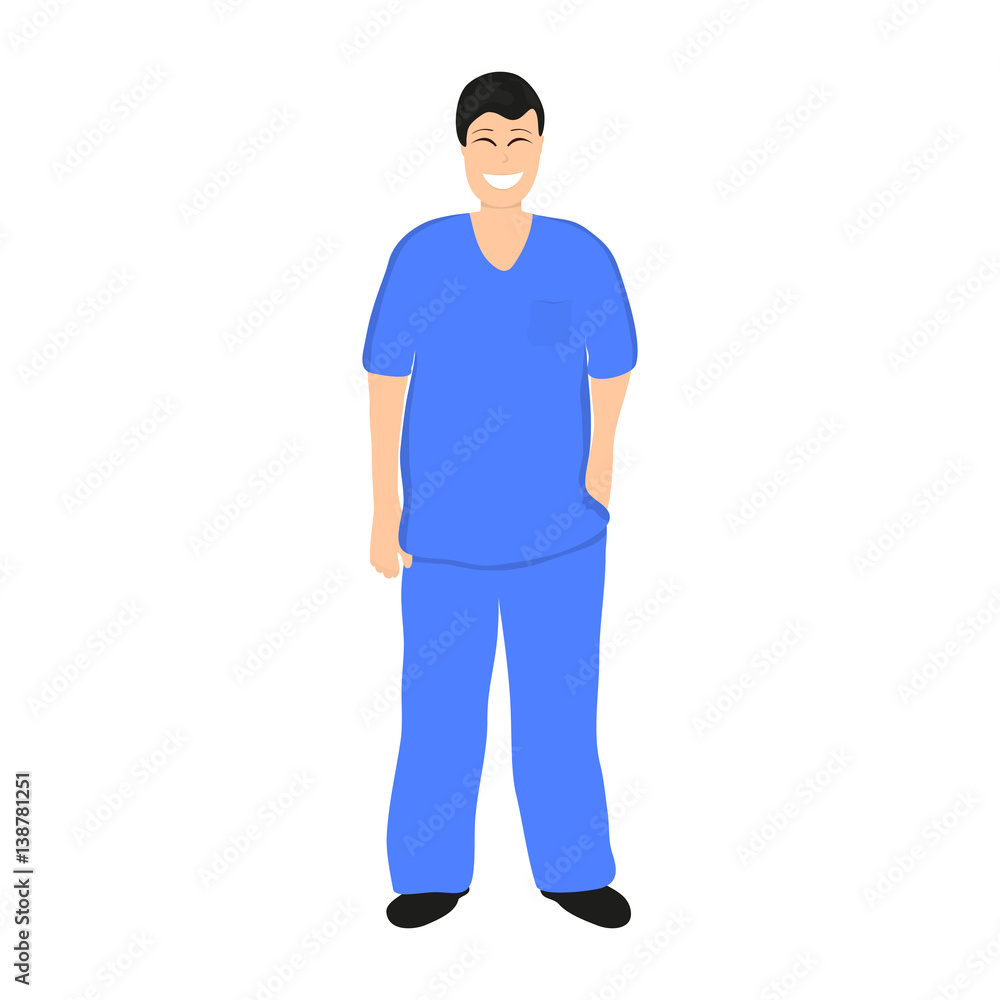 Fototapeta premium Doctor man in Hospital, flat design